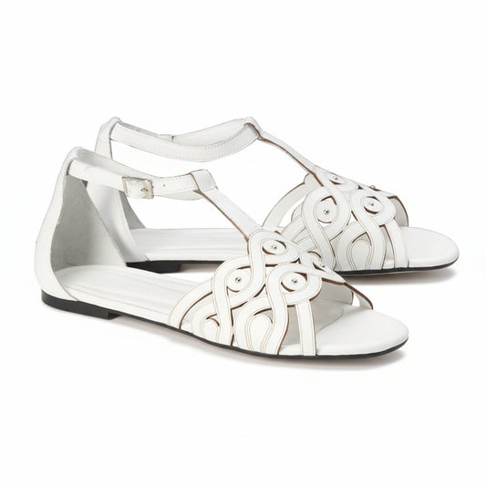 weiße Barfußsandalen für Hochzeit und Freizeit